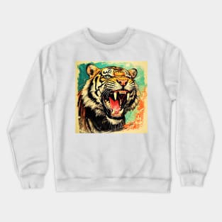 Colorful Tiger Cartoon Vintage Bengals Tiger Drawing Comics Fearless Tiger Crewneck Sweatshirt